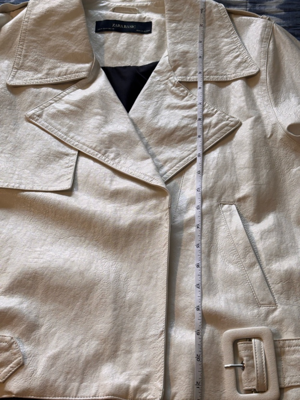 Zara Off White Lightweight Faux Leather Jacket Size M - Picture 14 of 16